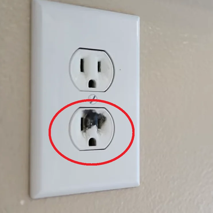 Damaged power outlet