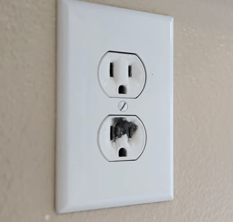 Damaged power outlet